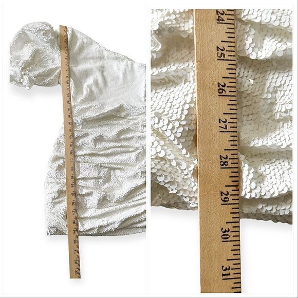 Ronny Kobo Eden One-Shoulder Minidress in White Sequins, Size XS, New with tag - Picture 15 of 16